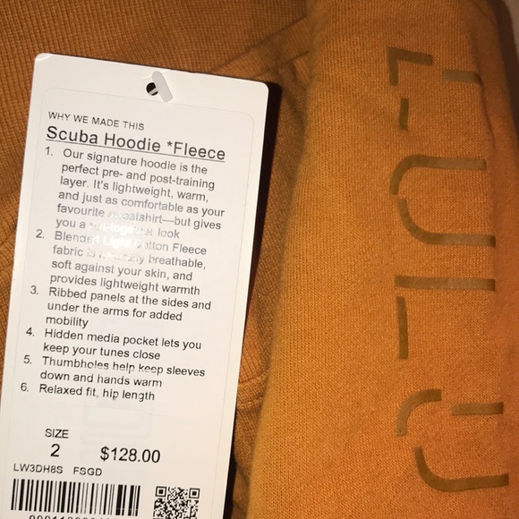 One Left Lululemon Scuba Hoodie Fleece Fools Gold - Picture 5 of 7